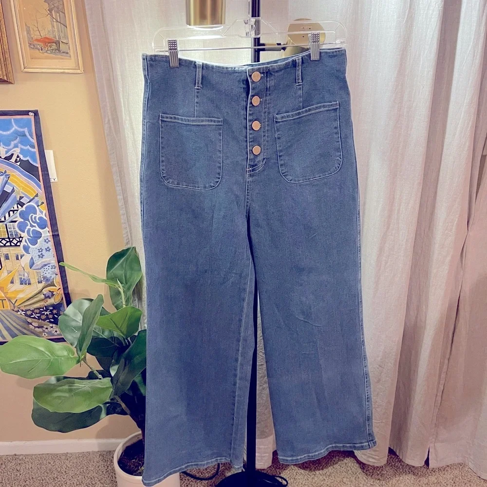 Entro denim retro high waist sailor style‎ stretch flattering midsize 10-12 LG